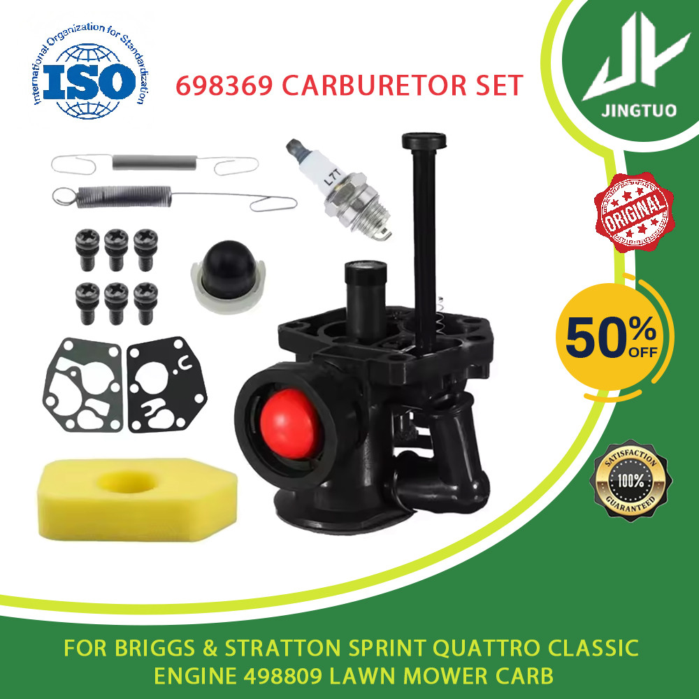ชุดคาร์บูเรเตอร์สําหรับ Briggs & Stratton Sprint Quattro Classic Engine 498809 เครื่องตัดหญ้าคาร์โบไฮเดรต