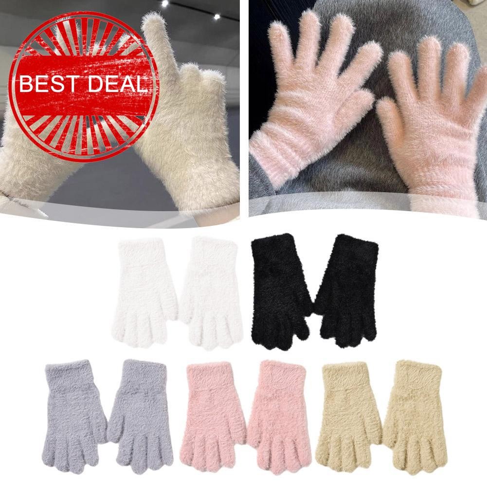 แฟชั่นฤดูหนาว Mink กํามะหยี่ห้านิ้วถุงมือ Plush ถุงมือกลางแจ้งผู้หญิง Cold-proof L7S7