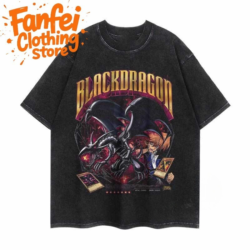 (จัดส่งตลอด 24 ชั่วโมง)Fanfei เสื้อยืดพิมพ์ลายการ์ตูน อนิเมะ เสื้อเชิ้ตวินเทจซักฟอกเก่า