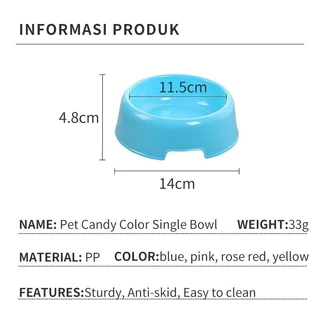 ชามอาหารสัตว์เลี้ยง ชามอาหารแมว ชามสุนัขชามแมวสีลูกอมชามเดี่ยวพลาสติกน้ำหนักเบา ส่งฟรี ราคาถูก