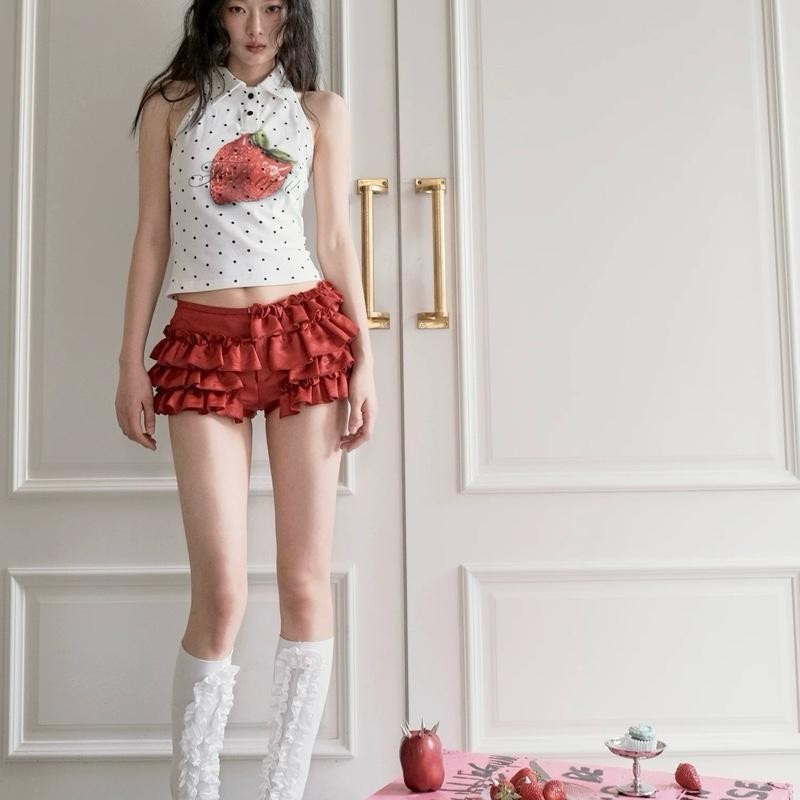 bentoy พร้อมส่งในไทย (3356) เสื้อกล้ามคอปกแขนกุดลายจุด รูปที่ 5