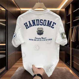 Y-T🧸เสื้อแฟชั่น เสื้อยืด oversize ผ้าฝ้าย100% แนวสตรีท ไม่ต้องรีดผ้า สวมใส่สบาย ผ้านิ่ม ลาย "HANDSOME"