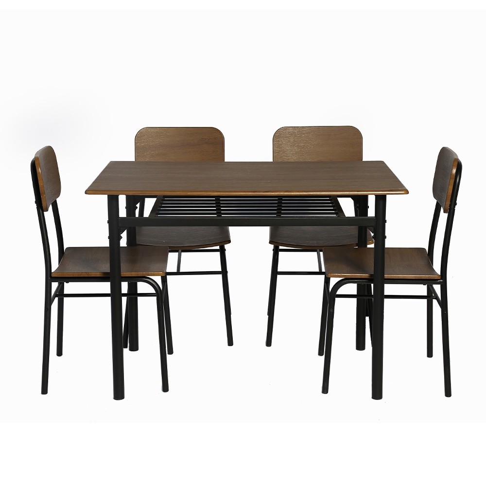 GlobalHouse Delicato ชุดโต๊ะอาหาร 4 ที่นั่ง รุ่น Kaito โต๊ะ:110X70X76ซม. เก้าอี้:45x48.5x84.5ซม. สีน้ำตาลเข้ม
