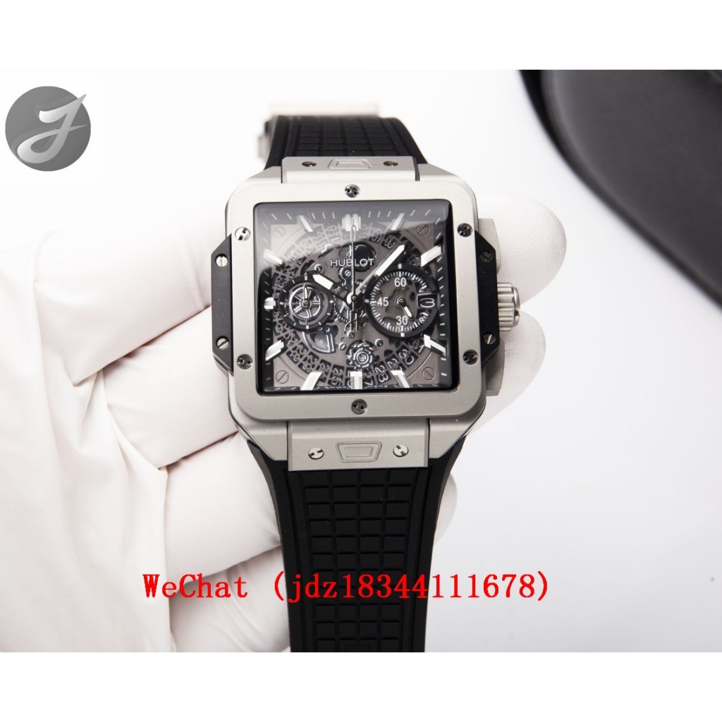 H*U*B* Square Bang Unico Series 42mm Square Design Dial นําเข้า Vk64 Movement นาฬิกาผู้ชาย