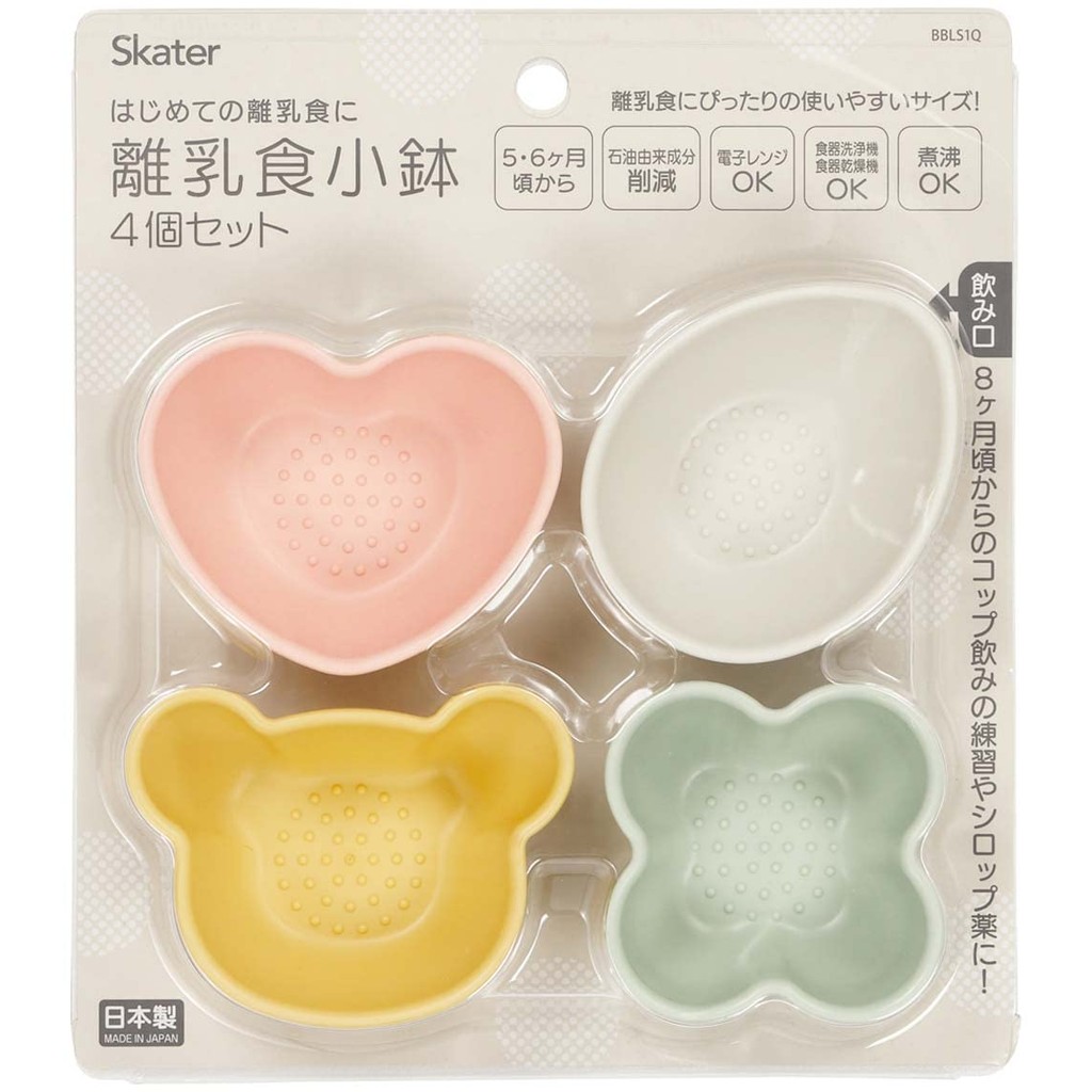 【Direct from Japan】 ชุดถ้วยอาหารสำหรับเด็กแรกเกิด 4 ชิ้นจากสเกตเตอร์ ดีไซน์น่ารัก สีพาสเทลญี่ปุ่น ทำจากพลาสติก Polypropylene เหมาะสำหรับอาหารแรกเกิด เก็บอาหารแยกกันง่าย ปลอดภัยและใช้งานง่าย