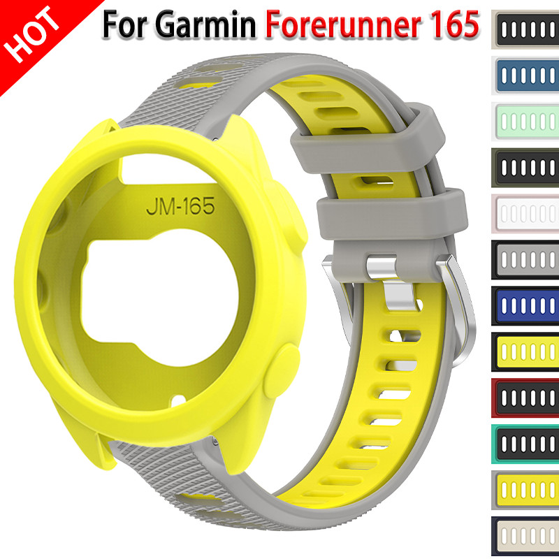 เคสฝาครอบป้องกัน + สายรัดสําหรับผู้เบิกทาง Garmin 165 Band Soft Sport สร้อยข้อมือซิลิโคนอุปกรณ์เสริมสมาร์ทวอทช์