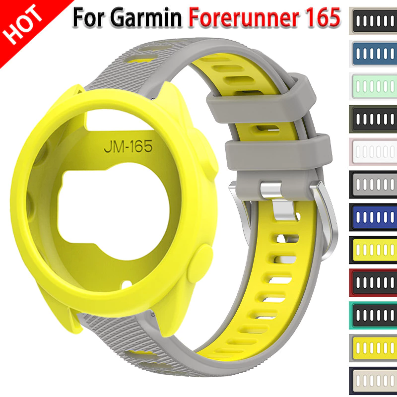 เคสฝาครอบป้องกัน + สายรัดสําหรับผู้เบิกทาง Garmin 165 Band Soft Sport สร้อยข้อมือซิลิโคนอุปกรณ์เสริมสมาร์ทวอทช์