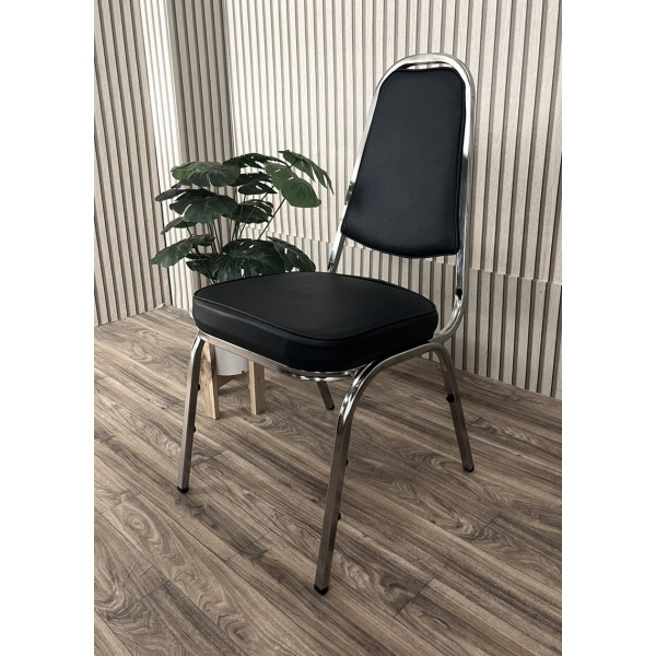 GlobalHouse DELICATO เก้าอี้จัดเลี้ยง มีหูหุ้มหนัง PVC รุ่น DT 142 ขนาด 45x54x90ซม. สีดำ สินค้าของแท้คุณภาพดี