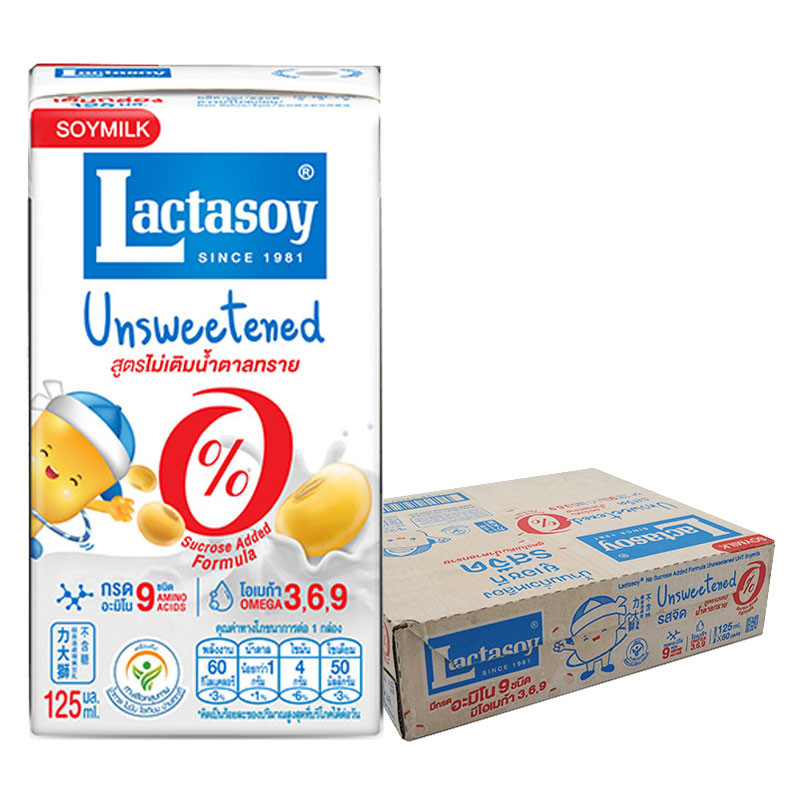แลคตาซอย นมถั่วเหลือง ยูเอชที รสจืด 125 มล. x 60 (LACTASOY Soy Milk UHT Unsweetened 125 ml x 60)