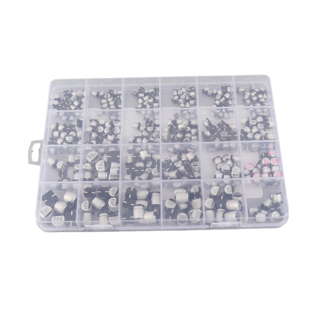 Stylish365 400 ชิ้น 24 ค่า Electrolytic Capacitor Assortment Kit 1uF-1000uF 6.3V-50V ตัวเก็บประจุอลู