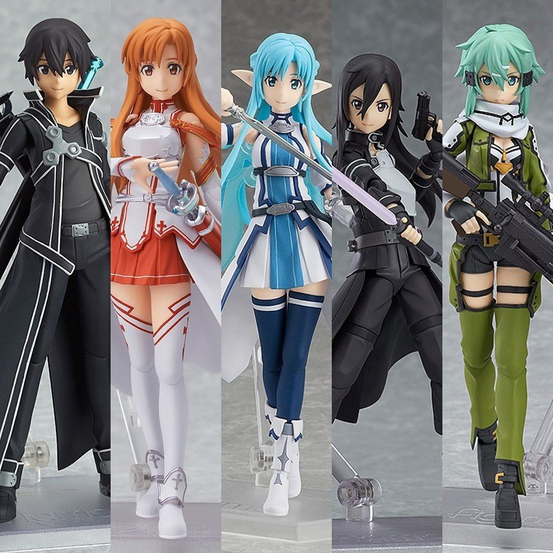 ดาบศิลปะออนไลน์ figma Asuna Kirito Kiriko Shino Hands-on สํานักงานตุ๊กตาตกแต่งรุ่น