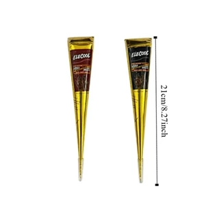 ครีมสักเฮนน่ากึ่งถาวร Henna Paste Cone, สีดำและน้ำตาล สำหรับศิลปะบนร่างกายและเครื่องสำอาง