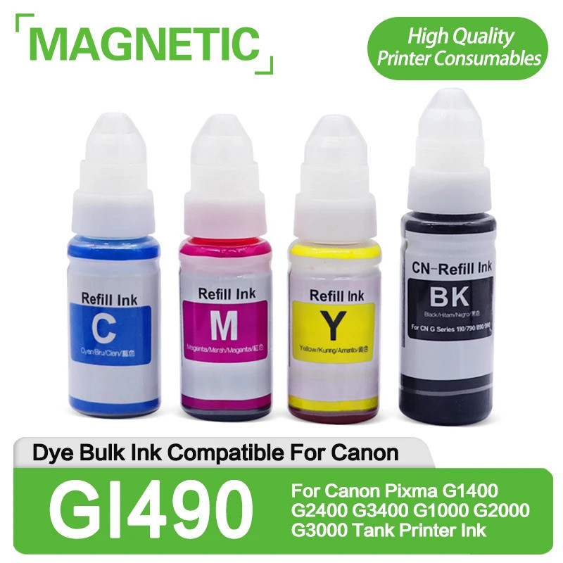 5 PC 2BK/C/M/Y GI490 GI-490 Dye Bulk Ink สําหรับ Canon Pixma G1400 G2400 G3400 G1000 G2000 G3000 ถัง