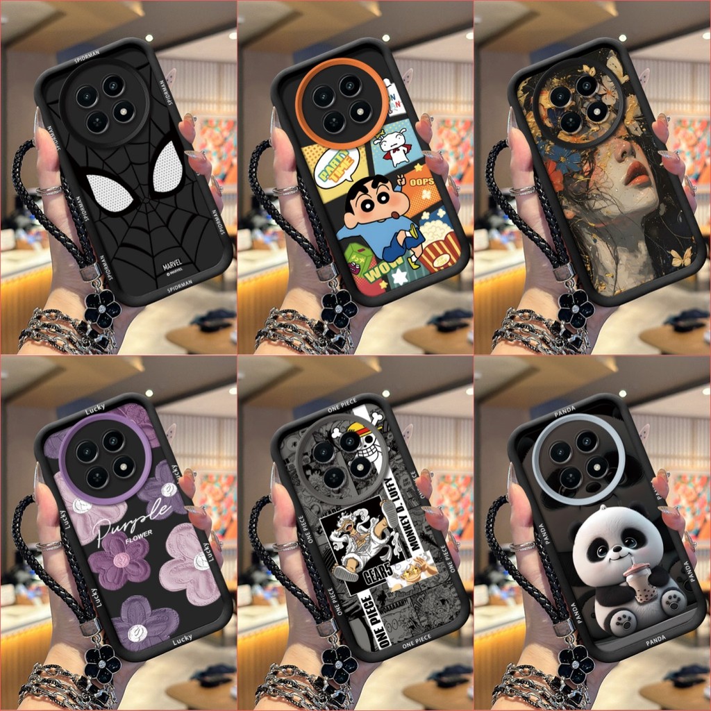 เคส Realme 12 12X 13 เคสโทรศัพท์ซิลิโคนอ่อนนุ่มเทรนด์ภาพสีดํา TYHS
