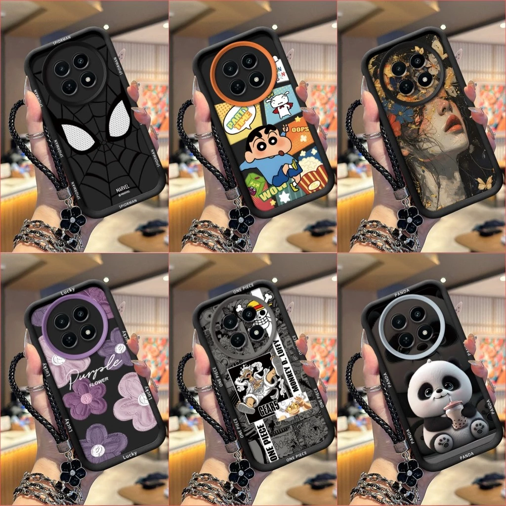 เคส Realme 12 12X 13 เคสโทรศัพท์ซิลิโคนอ่อนนุ่มเทรนด์ภาพสีดํา TYHS
