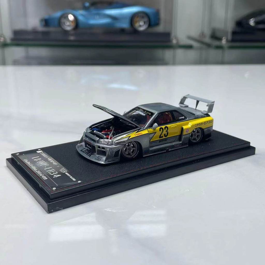 SW Nissan Nissan GTR ER34 LBWK1: 64 จําลองรถรุ่นคอลเลกชันเปิดฝาครอบเครื่องประดับระดับไฮเอนด์