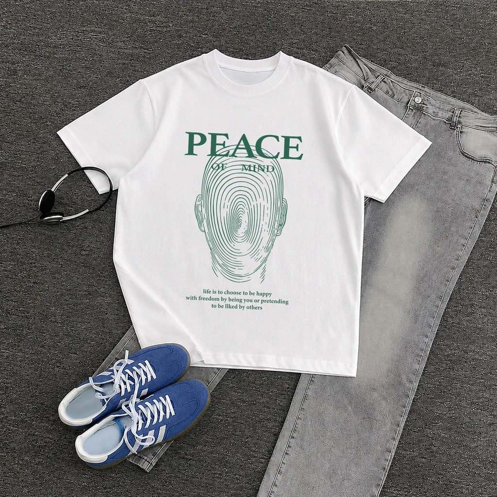 (ผ้าฝ้าย100%)2026Luvoro oversize unisex เนื้อผ้านุ่มระบายแขนสั้นT-shirt สีดำและสีขาว เสื้อยืดทูโทน เสื้อยืดแขนสั้น C1574