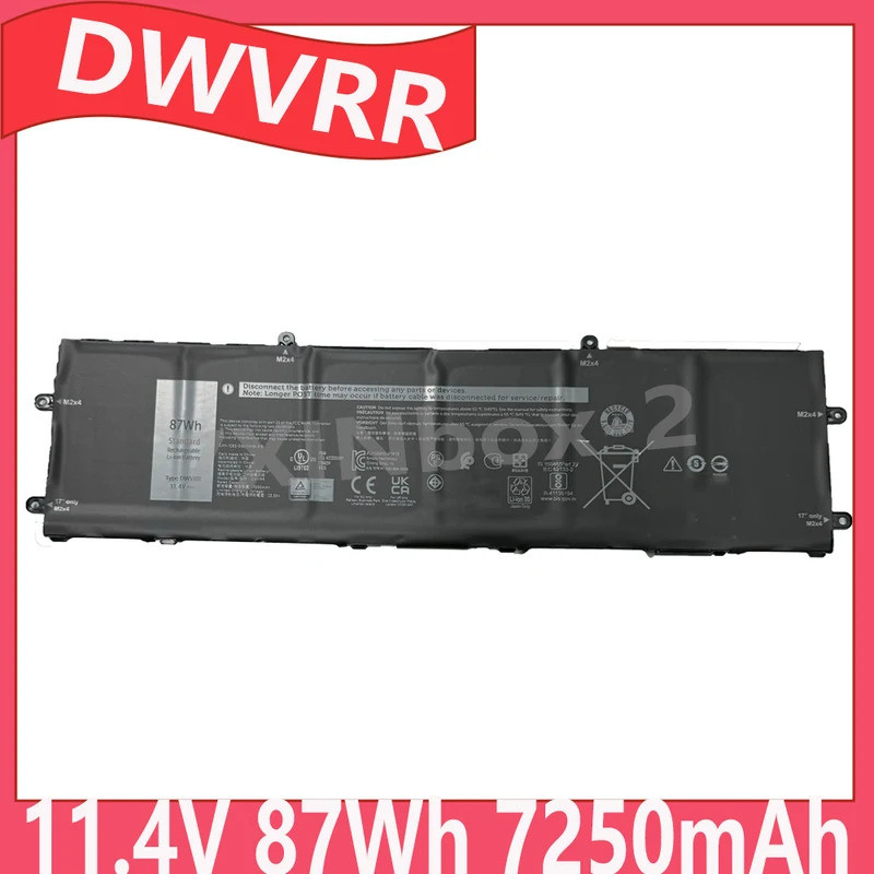 DWVRR 11.4V 87Wh 7250mAh แบตเตอรี่แล็ปท็อปสําหรับ Dell Alienware X15 R1 R2 X17 R1 R2 Series 0817GN 0