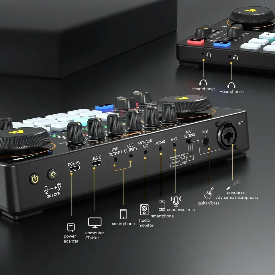 การออกแบบที่ปรับได้ สําหรับ Maono AME2 All-In-One Studio Audio Interface Live Streaming PC กีตาร์ Mi