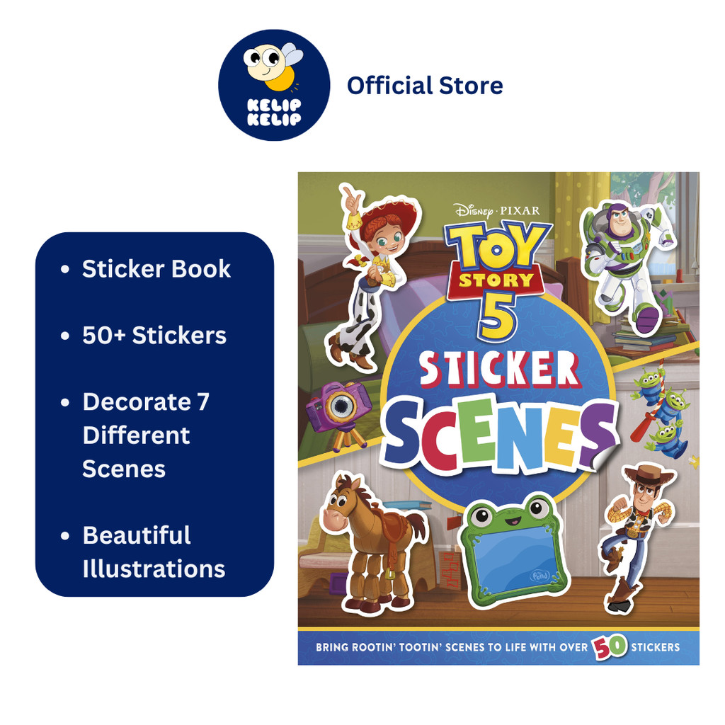 Disney Pixar Toy Story 5 สติ๊กเกอร์ฉากหนังสือสําหรับเด็กในการตกแต่งสติกเกอร์ 50+ ชิ้น