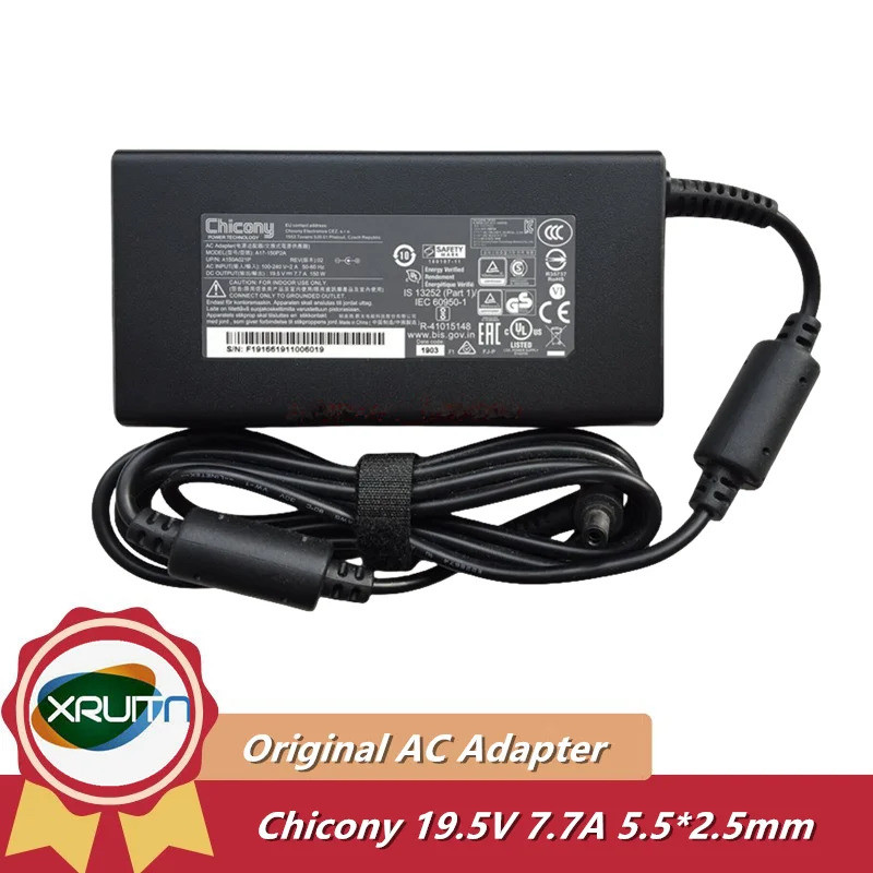 Chicony 19.5V 7.7A 150W A17-150P2A A150A021P AC Adapter Charger สําหรับ GIGABYTE G5 MD-51US123SH P15