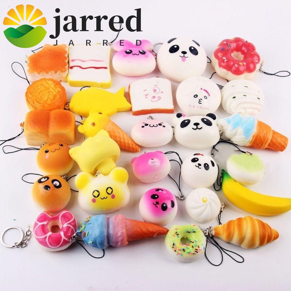 JARRED Squishes ของเล่น, Banana Toast พวงกุญแจน่ารักนุ่มขนมปังของเล่น,ของขวัญวันเกิดแกล้งเล่นสายโทรศัพท์มือถืออาหารมินิขนาดบีบจี้เค้ก