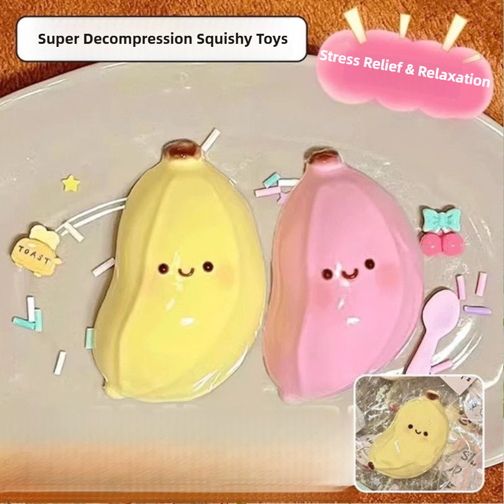 Taba Squishy กล้วยบีบของเล่น-น่ารักความเครียดบรรเทา Fidget Sensory ของเล่นสําหรับเด็กผู้ใหญ่นุ่มอาหารปลอม Prank ของขวัญสําหรับวันเกิด