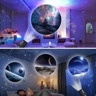 PUCOOL LED Galaxy Night Lamp Projector 1 แสง 10 ภาพเปลี่ยนได้สําหรับห้องเกมและพื้นที่ห้องนั่งเล่น