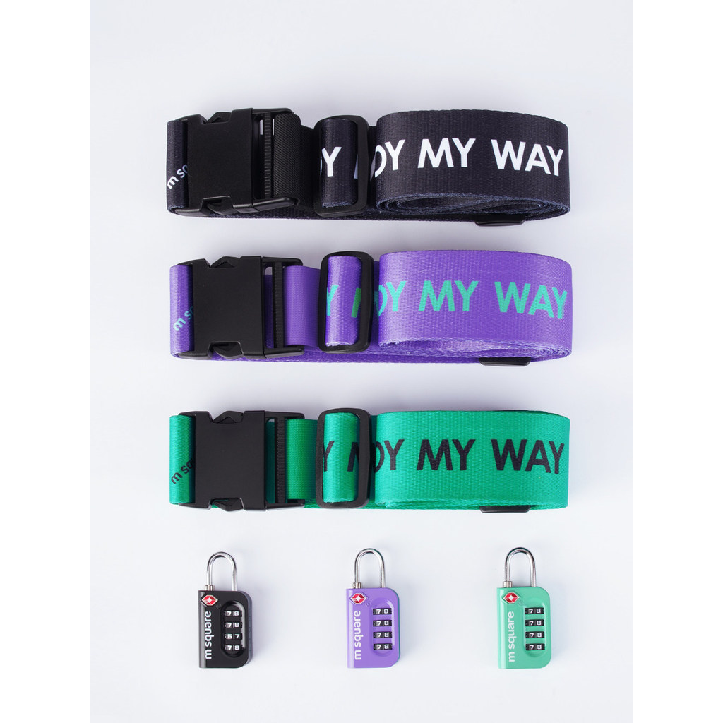 Msquare กระเป๋าเดินทางสายรัดคงที่คําเดียวป้องกันการเปิดกระเป๋าเดินทางสายรัดรถเข็นเชือกยืดหยุ่นสายรัด