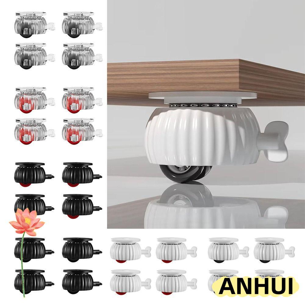ANHUI 4PCs กาว Universal ล้อล้อ, 360° ประเภทการหมุนที่มีเบรคเฟอร์นิเจอร์ล้อลูกกลิ้ง,ที่แข็งแกร่งรับน้ําหนักลูกปัดสแตนเลสใบ้กาวตนเองรอกครัวเรือน