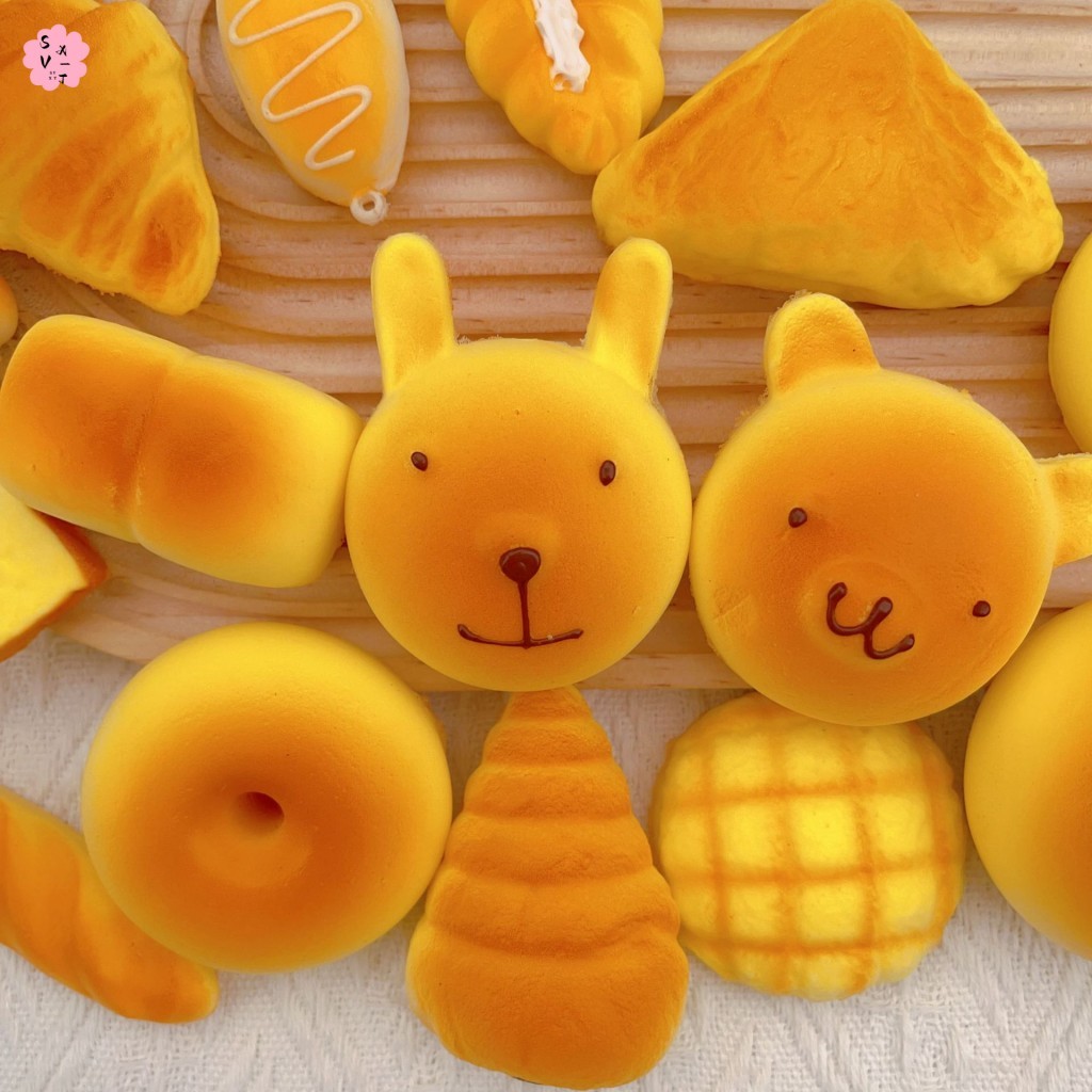 ของเล่นบีบขนมปังปิ้งน่ารักช้า – ขนมปังสับปะรดอาหารที่สมจริงของเล่นคลายเครียด