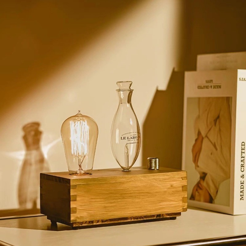 Lelabo Retro Aroma Diffuser ไม้ Niche Diffuser เครื่องประดับแก้ว Aroma Diffuser ห้องนอน