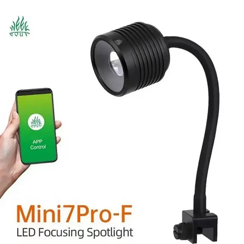 Week aqua Mini 7 pro F Aquarium LED spotlight Submersible spotlight Focusing Dimming บลูทูธ app ควบค