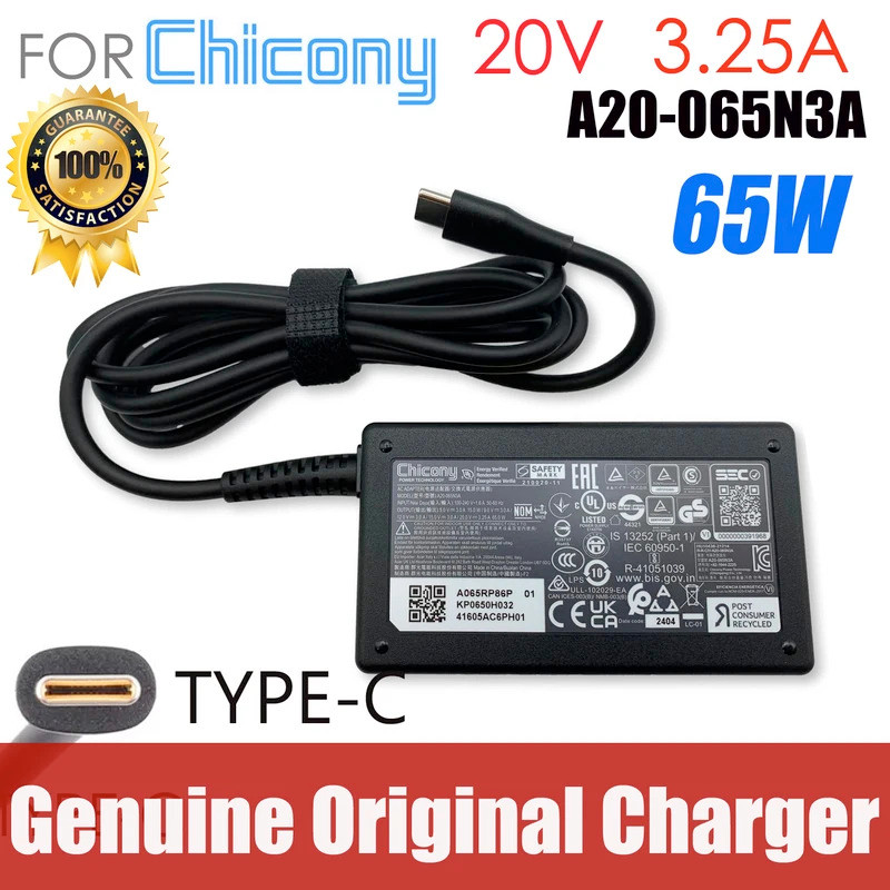 ของแท้ Chicony A20-065N3A W21-065N2C อะแดปเตอร์ AC 20V 3.25A แล็ปท็อปชาร์จ USB-C Type C แหล่งจ่ายไฟ