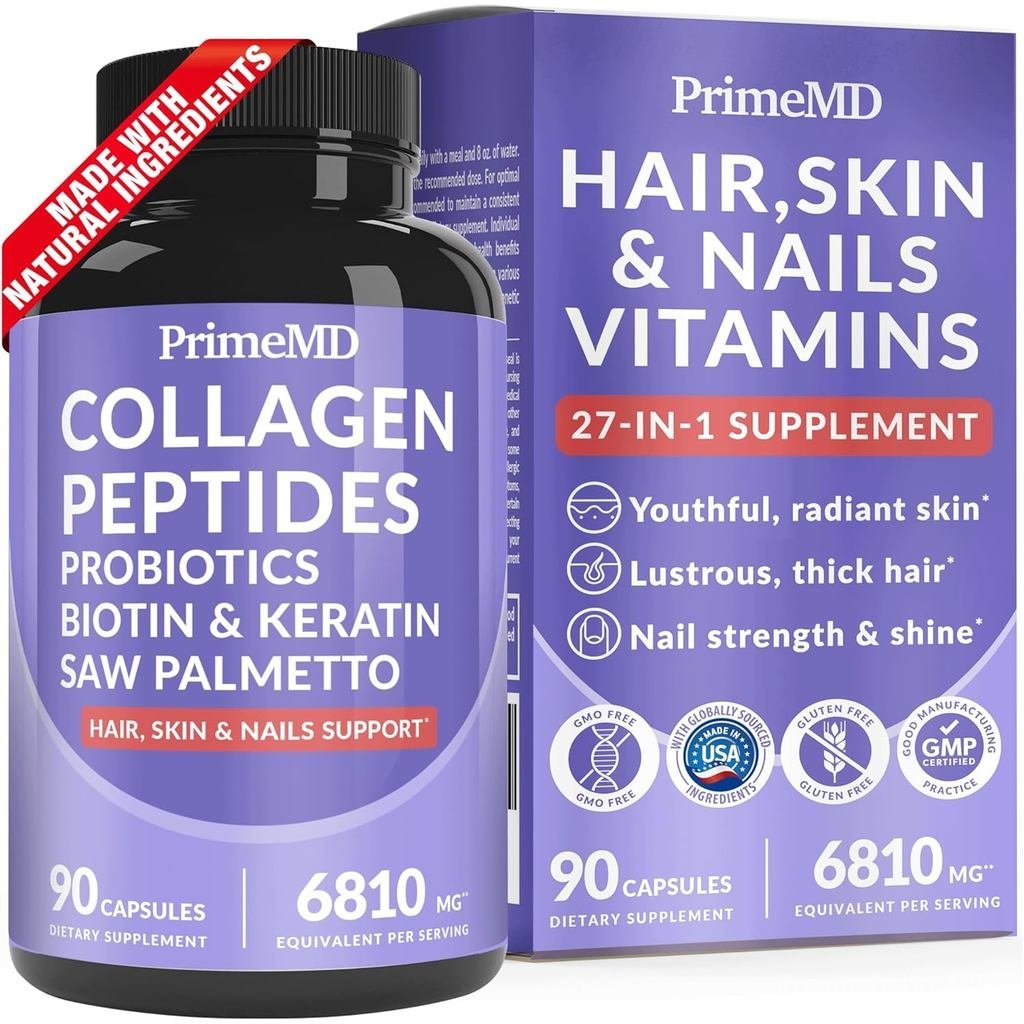 27-in-1 Hair Skin and Nails วิตามิน (6810mg) พร้อม Biotin 10000mcg - อาหารเสริมคอลลาเจนสําหรับผู้ชาย