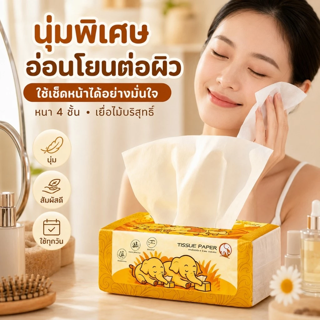 ⚡【พร้อมส่ง/ราคาถูก】กระดาษทิชชู่เช็ดหน้า ลายแมวน่ารัก หนา 4 ชั้น (100ดึง/400แผ่น) ทิชชู่แบบดึง นุ่มไม่เป็นขุย ✨ กระดาษ