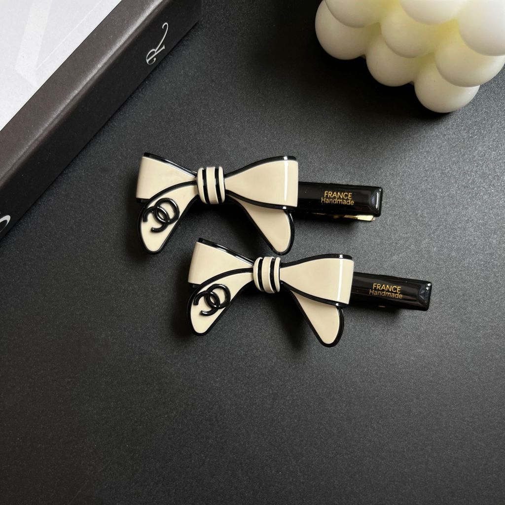 All-Match CC สีดําสีขาวโบว์ Simple Hairpin Hairpin Bangs รูปที่ 2