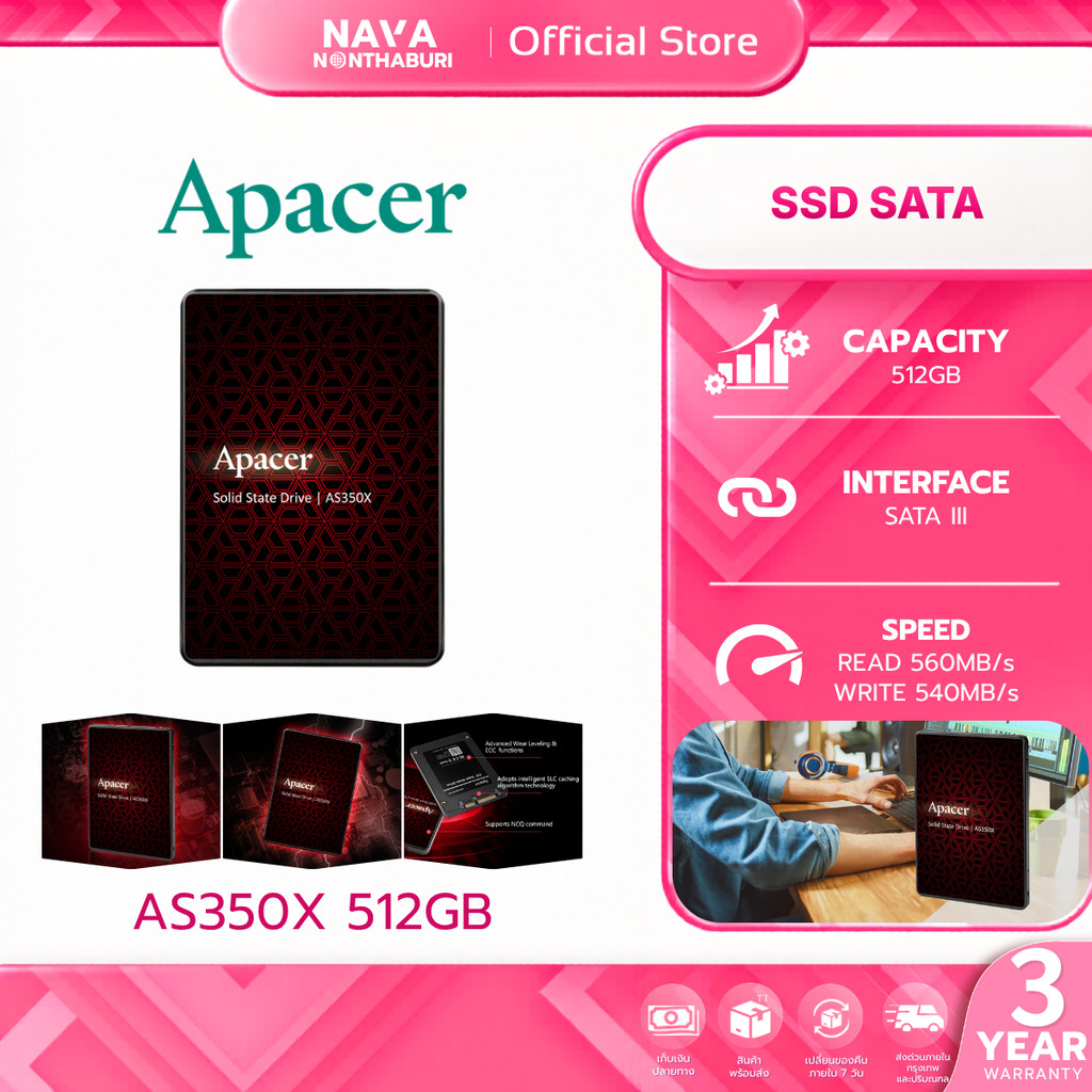 APACER SSD AS350X 512GB SSD SATA 2.5 (APA-AS350X512) (เอสเอสดี)