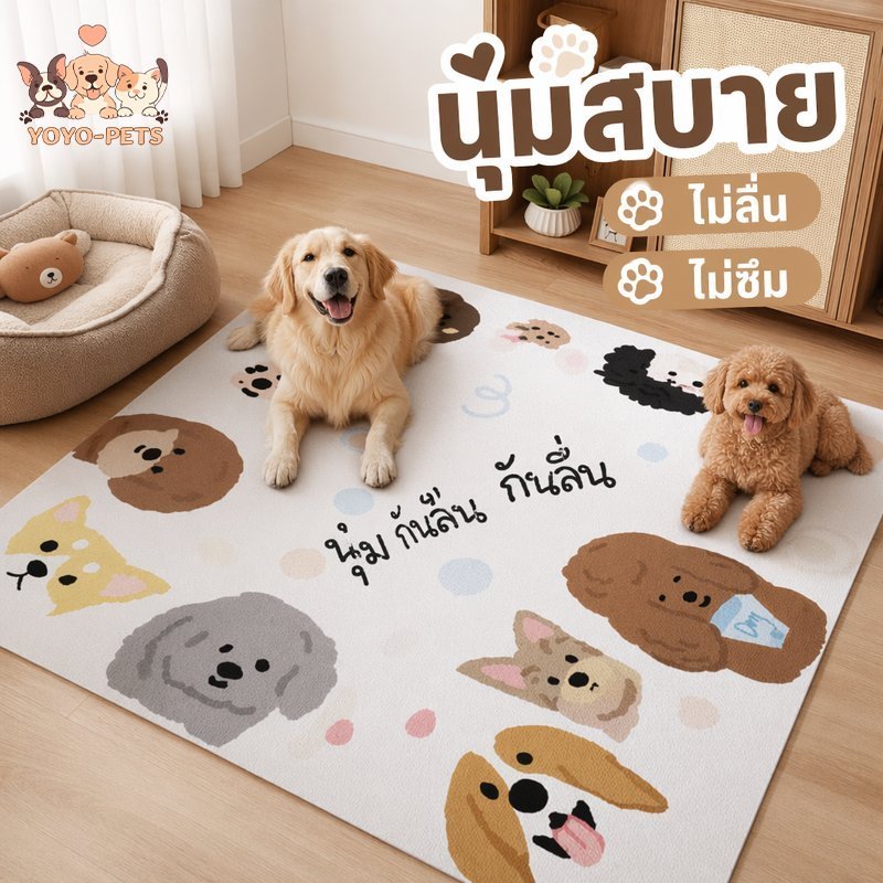 แผ่นรองกรงสัตว์เลี้ยง PVC กันลื่น กันน้ำ กันปัสสาวะ ตัดได้ เช็ดง่าย พรมรองพื้นสุนัข แมว