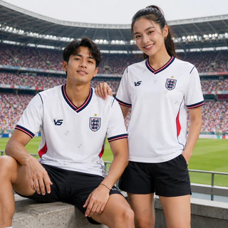 เสื้อฟุตบอลอังกฤษ เสื้อบอลทีมชาติ 2026 คอวีแขนสั้น ชายหญิง ลายสปอร์ต แห้งเร็ว ใส่เชียร์บอล football jersey