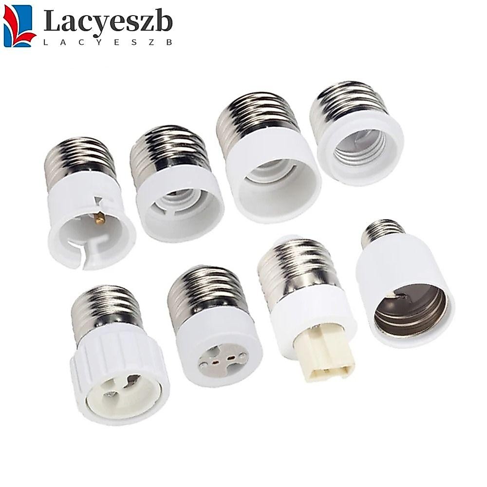 Lacyeszb ตัวแปลงผู้ถือโคมไฟ, E27 ชาย E14 B22 GU10 E40 ฐานโคมไฟทนความร้อนหญิง, เครื่องใช้ในบ้านหลายรุ่นทนทานซ็อกเก็ตอะแดปเตอร์ LED หลอดไฟข้าวโพด