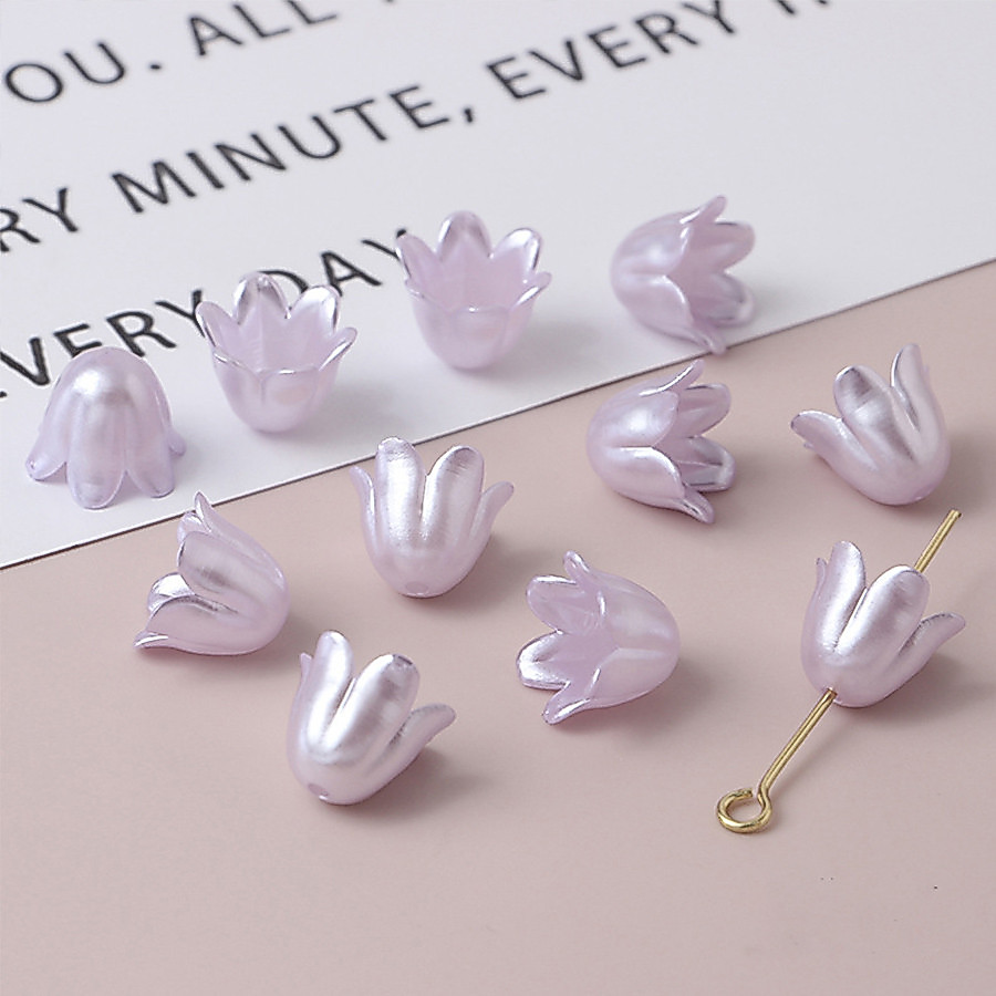 20pcs 8.5*11 มม.สามมิติ Lily of The Valley อะคริลิคเลียนแบบลูกปัดมุกสีดอกไม้จี้สีสัน DIY Hairpin อุปกรณ์เสริม