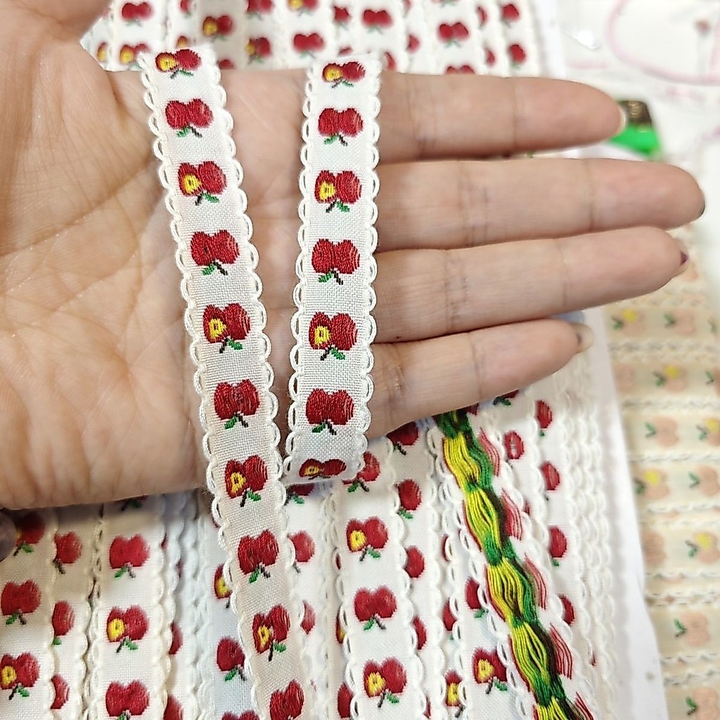 [ 100cm ] ลมเช้าโบราณริบบิ้นริบบิ้นปักกว้าง 1.2 ซม. พัดลมช่วยตัวเอง DIY อุปกรณ์เสริม