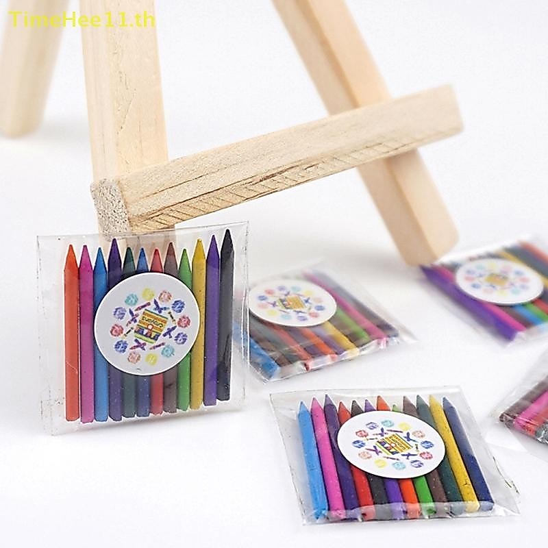 TimeHee 1 ชุด 1:12 Dollhouse Crayon สีน้ํากล่องปากกาสีวาดฉากห้อง Deco TH