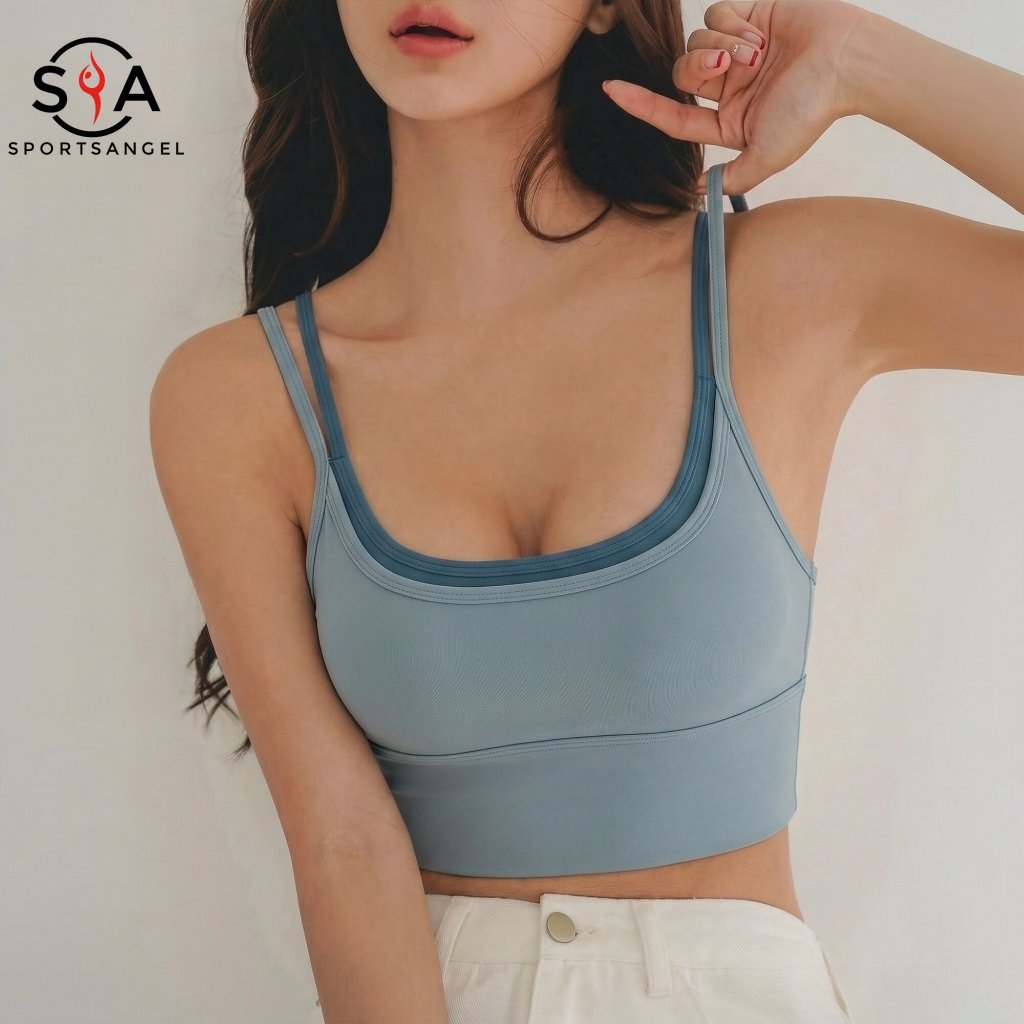 【Sportsangel】Sports Bra สีตัดกัน เซ็กซี่ สายรัดไหล่คู่ เหมาะสำหรับโยคะและวิ่ง