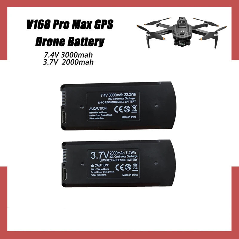 V168 PRO Max Drone แบตเตอรี่ 7.4V 3000mAh 3.7V 2000mAh V168 8K 5G GPS ชาร์จ Lipo แบตเตอรี่ Pack RC Q