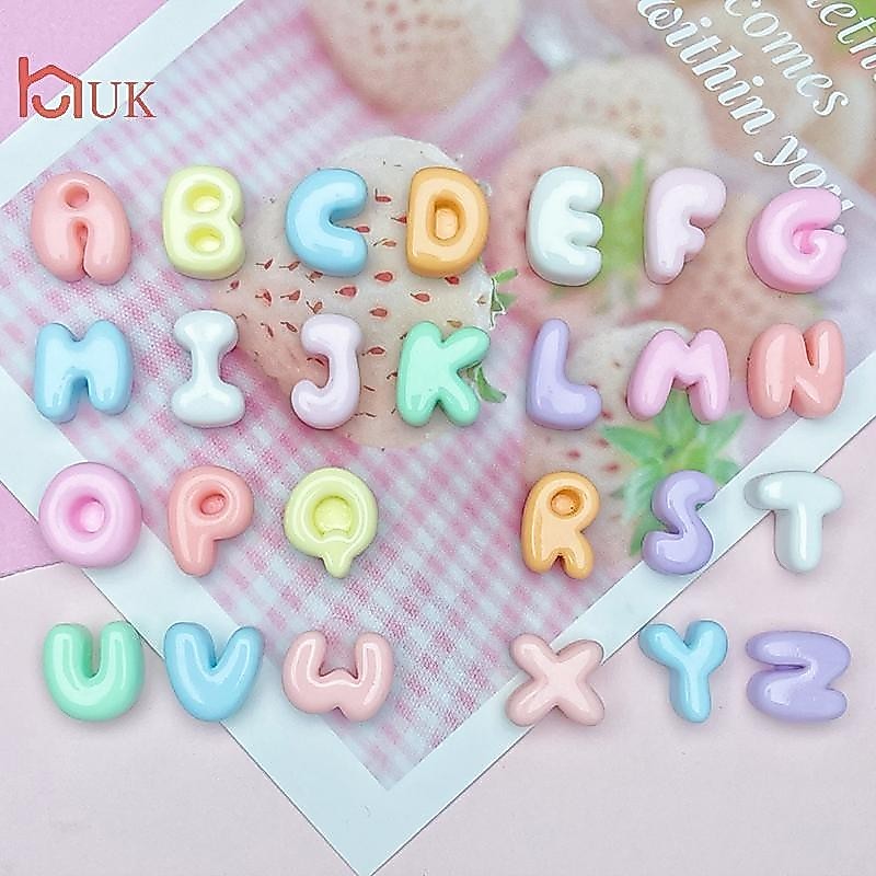 UK 20 ชิ้นตัวอักษรผสมเรซิ่นอุปกรณ์เสริม ABCD Letter Decals DIY ครีมกาวเคสโทรศัพท์อุปกรณ์ตกแต่ง TH