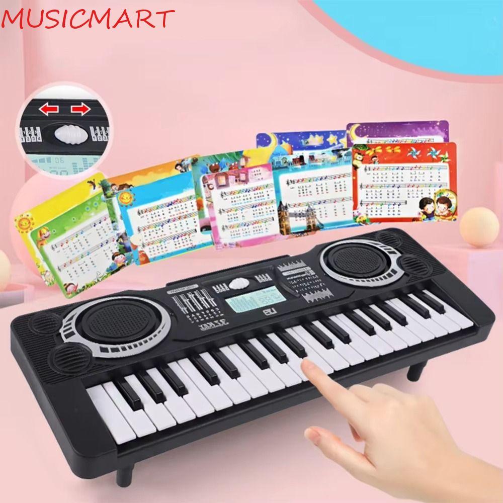 MUSICMART 37 คีย์ เปียโนอิเล็กทรอนิกส์สําหรับเด็ก,ของเล่นเครื่องดนตรี สีชมพูเด็กเปียโนอิเล็กทรอนิกส์ของเล่น,ต้นการศึกษาการเรียนรู้เพลงมัลติฟังก์ชั่เปียโนคีย์บอร์ดของเล