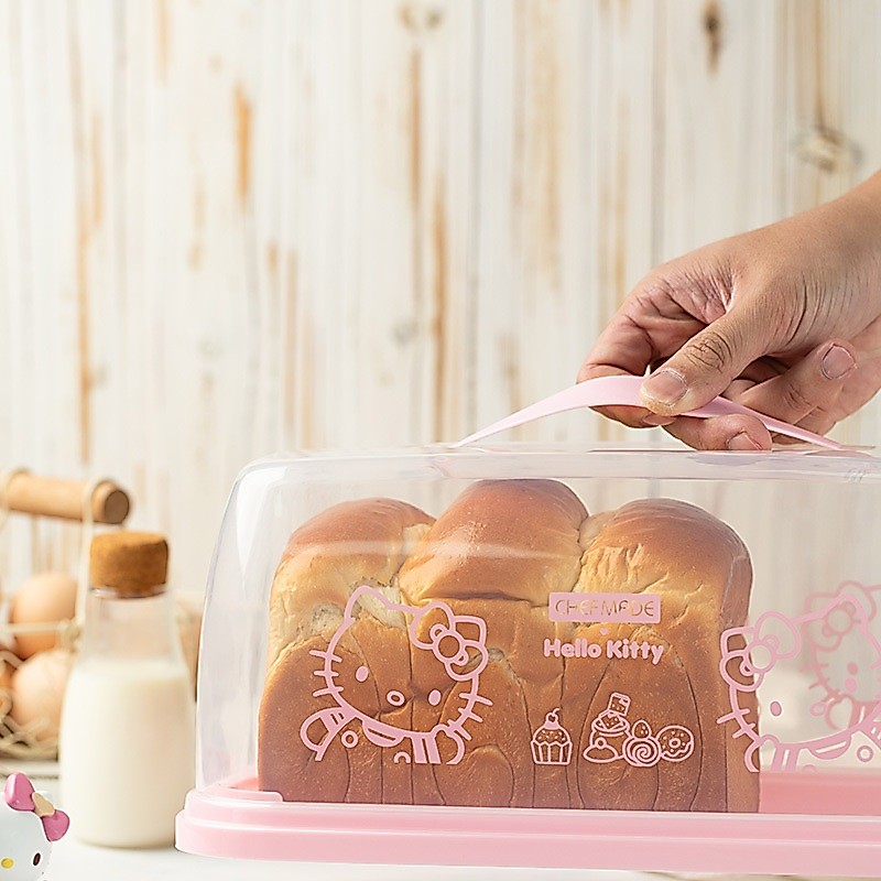 CHEFMADE กล่องขนมปังพกพา Hello Kitty | กล่องอาหารแบบพกพาสําหรับเบนโตะขนมปังผลไม้-แบบพกพาBPAฟรีขนมปังน่ารักและกล่องขนม KT7106