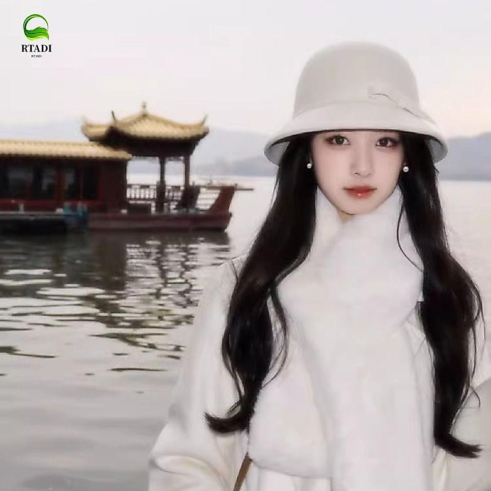RTADI Bowknot Bucket Hat สไตล์เรโทรและเฮบเบิร์นเนสมาก เหมาะสำหรับ STREETWEAR และโอกาสพิเศษ